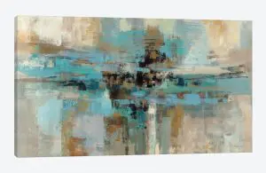 Quadro Decorativo Abstrato - Tons de Azul e Cinza