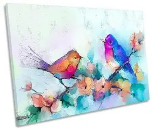 Quadro Decorativo Animais Pássaro Abstrato - Pássaros Aquarela