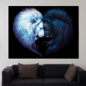 Quadro Decorativo Animais Leão - Leões Preto e Branco