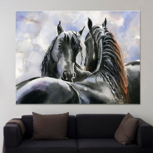 Quadro Decorativo Animais Cavalo - Cavalos Pretos