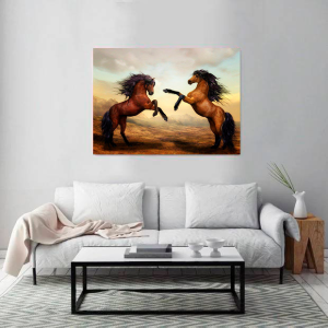 Quadro Decorativo Animais Cavalo - Dois Cavalos