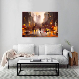 Quadro Decorativo Paisagens Urbano Abstrato - Noite Urbana - Nova York