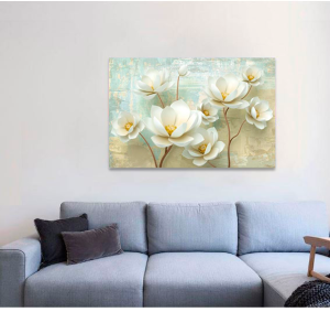 Quadro Decorativo Floral Abstrato - Flores Brancas