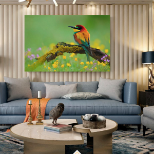 Quadro Decorativo Animais Pássaro - Pássaro no Campo de Flores