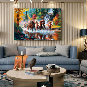 Quadro Decorativo Animais Cavalo - Cavalos na Floresta