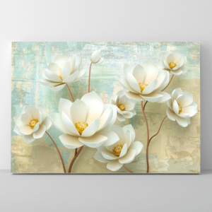 Quadro Decorativo Floral Abstrato - Flores Brancas