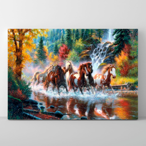 Quadro Decorativo Animais Cavalo - Cavalos na Floresta