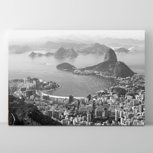 Quadro Decorativo Paisagem - Vista do Rio Janeiro em Preto e Branco