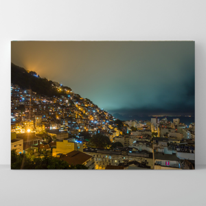 Quadro Decorativo Paisagem - Comunidade À Noite - Rio de Janeiro