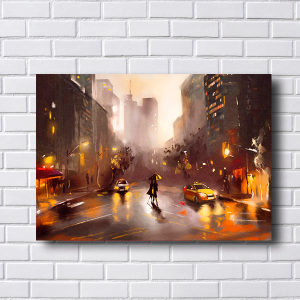 Quadro Decorativo Paisagens Urbano Abstrato - Noite Urbana - Nova York