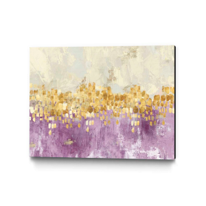 Quadro Decorativo Abstrato - Tons de Violeta, Cinza e Amarelo