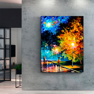 Quadro Decorativo Paisagens Urbano - Noite na Pra?a