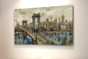 Quadro Decorativo Abstrato-  Paisagens Urbana - Ponte do Broklin - Nova York