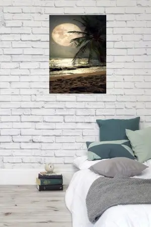 Quadro Decorativo Mar - Lua Cheia na Praia