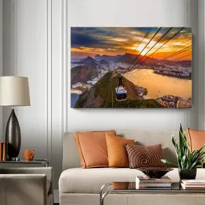 Quadro Decorativo Paisagem - Bondinho ao Por do Sol - Rio de Janeiro