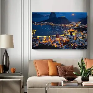 Quadro Decorativo Paisagem  - Rio Anoitecendo - Rio de Janeiro