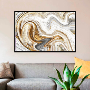 Quadro Decorativo Abstrato - Marrom com Branco