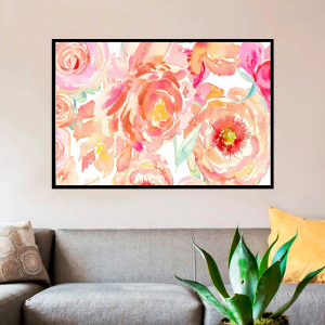 Quadro Decorativo Floral - Flores cor Salmão