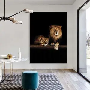 Quadro Decorativo Animais Leão - Leão com Leoa