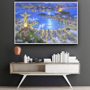 Quadro Decorativo Paisagem - Rio Noturno  - Rio de Janeiro