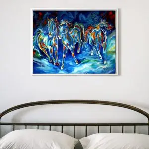 Quadro Decorativo Animais Cavalo - Cavalos Azuis