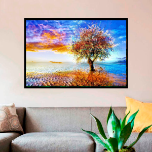 Quadro Decorativo Paisagens Natureza - Árvore com Nuvens Coloridas