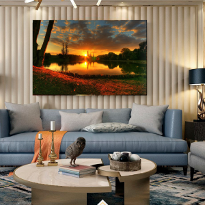 Quadro Decorativo Paisagens Natureza - Por do Sol no Lago