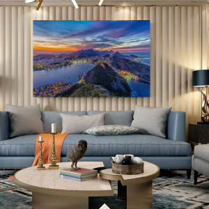 Quadro Decorativo Paisagem - Vista do Bondinho Anoitecer do Rio - Rio de Janeiro