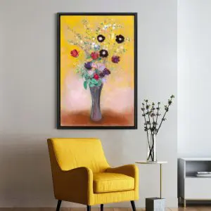 Quadro Decorativo Pintores Famosos-  Vase of Flowers Bouquet - Redon