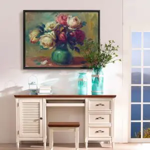 Quadro Decorativo Pintores Famosos -Vaso de Rosas - Renoir