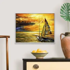 Quadro Decorativo Mar- Veleiro ao caminho do Por do Sol