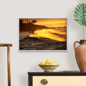 Quadro Decorativo Mar -  Ondas Quebrando no Por do Sol