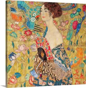 Quadro Pintores Famosos - Donna con Ventaglio  - Klimt