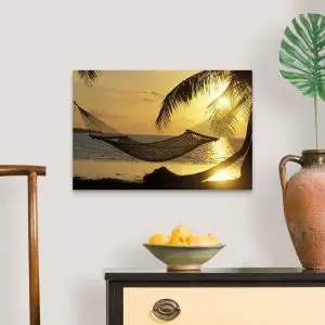 Quadro Decorativo Mar -  Rede na Praia