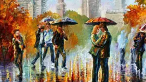 Quadro Decorativo Urbano - Romance na Chuva