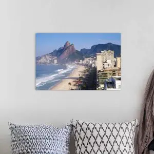 Quadro Decorativo Cidades - Vista Áerea  da Praia do Leblon - Rio de Janeiro