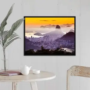 Quadro Decorativo Cidades - Por do Sol meio Nublado - Rio de Janeiro