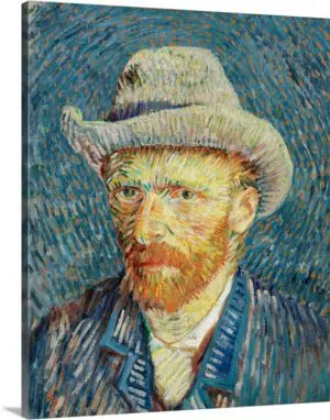 Quadro Decorativo Pintores Famosos - Auto-Retrato com Chapeu - Van Gogh