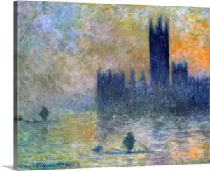 Quadro Decorativo Pintores Famosos - Casas do Parlamento na Neblina - Monet