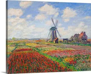 Quadro Decorativo Pintores Famosos - Moinho no Campo de Tulipas - Monet