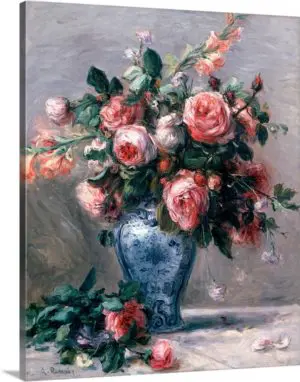 Quadro Decorativo Pintores Famosos - Vaso de Rosas - Renoir