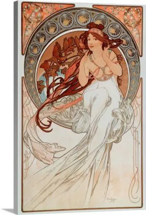 Quadro Decorativo Pintores Famosos - La  musique- Alphonse Mucha