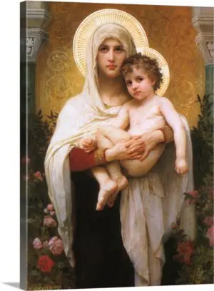 Quadro Decorativo Religioso - Nossa Senhora com Menino Jesus no Colo