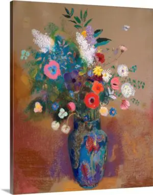 Quadro Decorativo Pintores Famosos - Flores no Vaso Azul - Redon