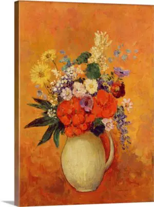 Quadro Decorativo Pintores Famosos - Flores no Vaso Amarelo - Redon