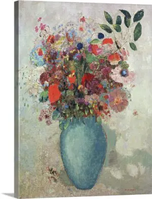 Quadro Decorativo Pintores Famosos - Flores no Vaso Turquesa - Redon