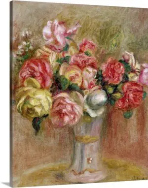 Quadro Decorativo Pintores Famosos - Rosas no Vaso - Renoir