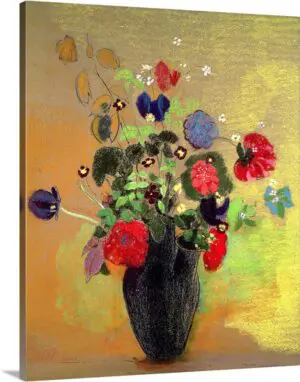 Quadro Decorativo Pintores Famosos - Flores no Vaso Preto - Redon