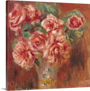 Quadro Decorativo Pintores Famosos - Vaso de Rosas - Renoir