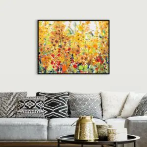 Quadro Decorativo Flores - Jardim do Verão Dourado